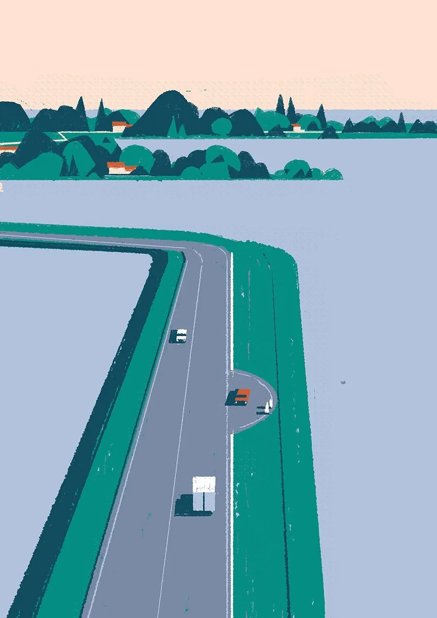 Autopista en flujo libre, vista aérea